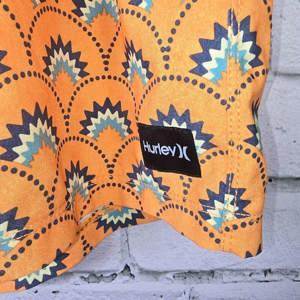 HURLEY CANNONBALL VOLLEY SWIMSUIT MENS EUC SIZE XL SUNSEST COLOR PATTERN